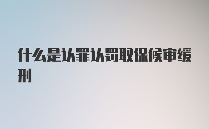 什么是认罪认罚取保候审缓刑