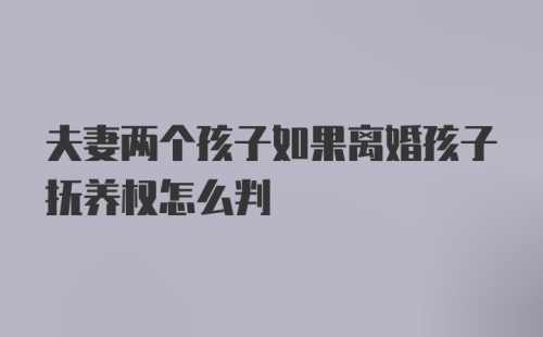 夫妻两个孩子如果离婚孩子抚养权怎么判