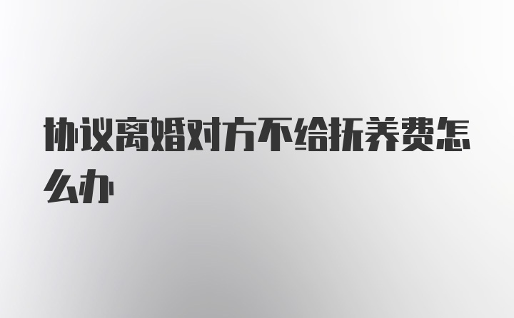 协议离婚对方不给抚养费怎么办