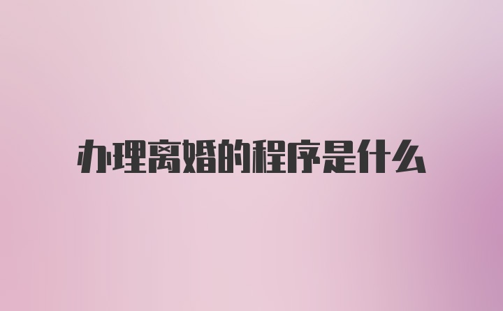 办理离婚的程序是什么