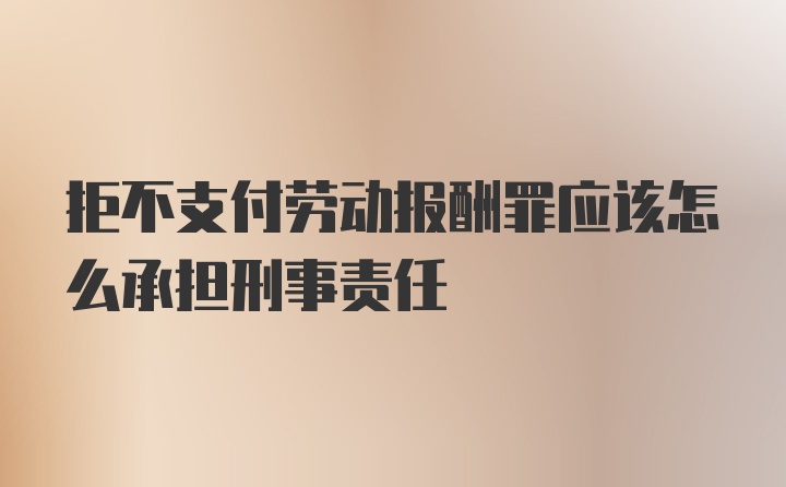 拒不支付劳动报酬罪应该怎么承担刑事责任