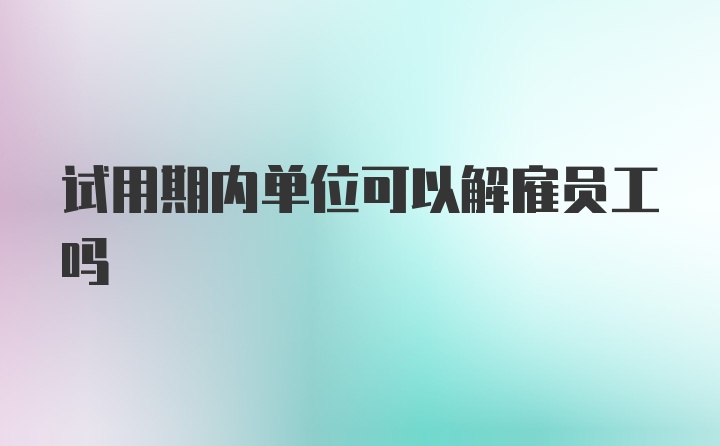 试用期内单位可以解雇员工吗