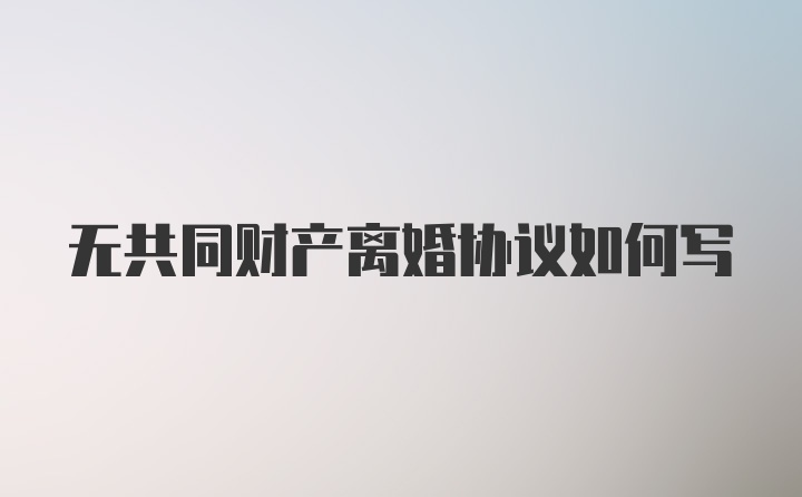 无共同财产离婚协议如何写