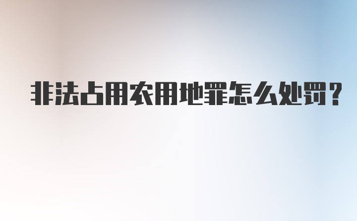 非法占用农用地罪怎么处罚？