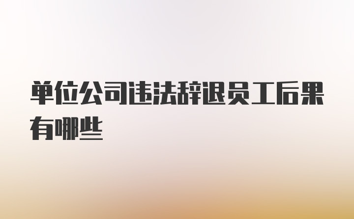 单位公司违法辞退员工后果有哪些