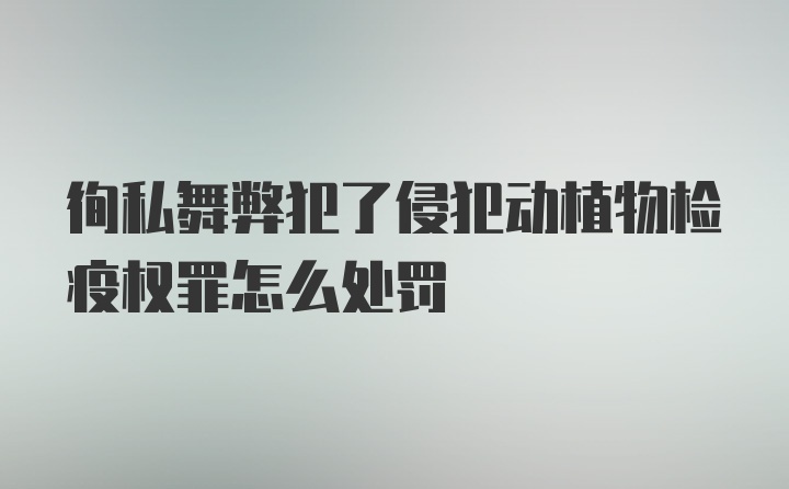 徇私舞弊犯了侵犯动植物检疫权罪怎么处罚