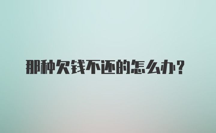 那种欠钱不还的怎么办？