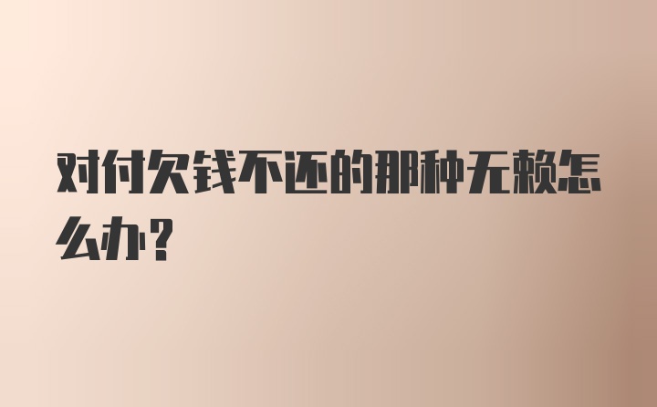 对付欠钱不还的那种无赖怎么办？