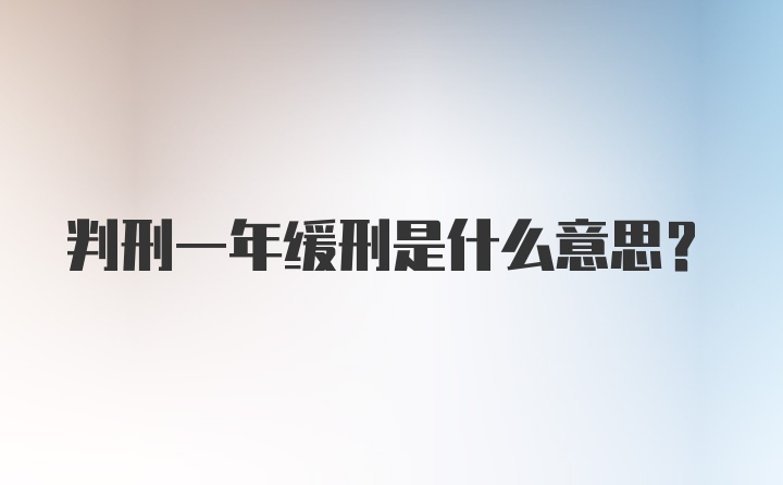 判刑一年缓刑是什么意思?