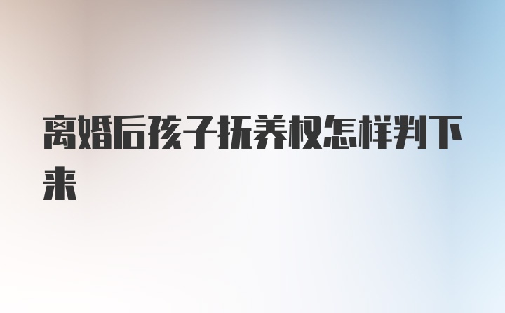 离婚后孩子抚养权怎样判下来