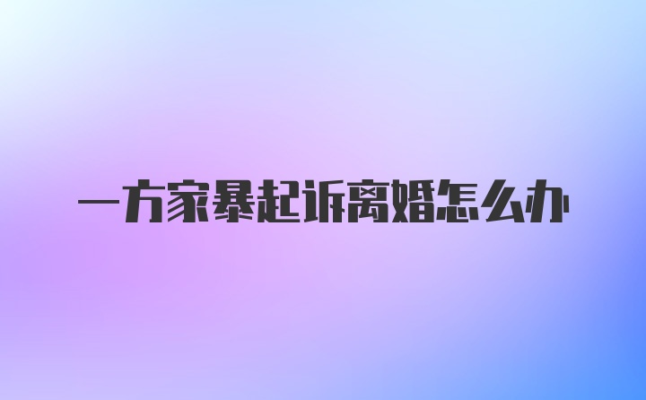 一方家暴起诉离婚怎么办