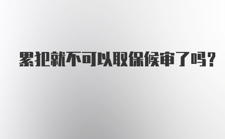 累犯就不可以取保候审了吗？