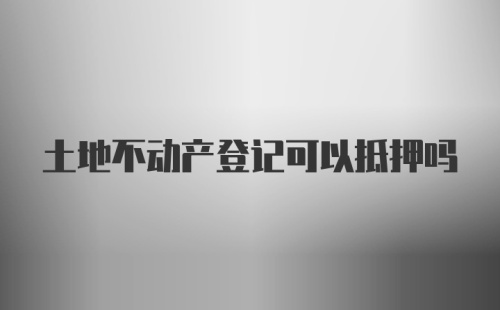 土地不动产登记可以抵押吗