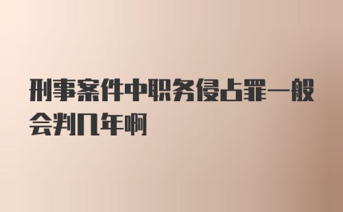 刑事案件中职务侵占罪一般会判几年啊