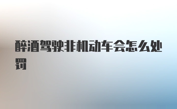 醉酒驾驶非机动车会怎么处罚