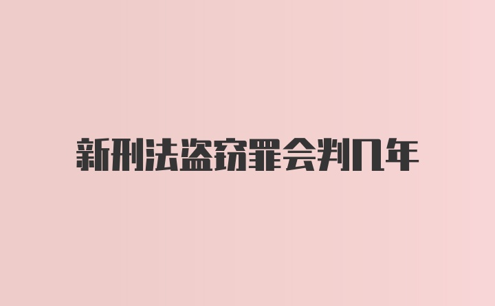 新刑法盗窃罪会判几年