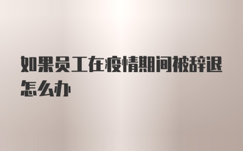 如果员工在疫情期间被辞退怎么办