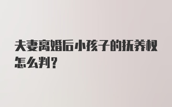 夫妻离婚后小孩子的抚养权怎么判?