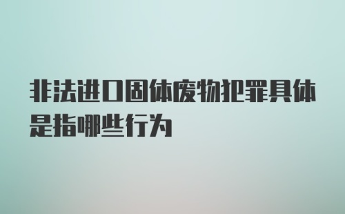 非法进口固体废物犯罪具体是指哪些行为