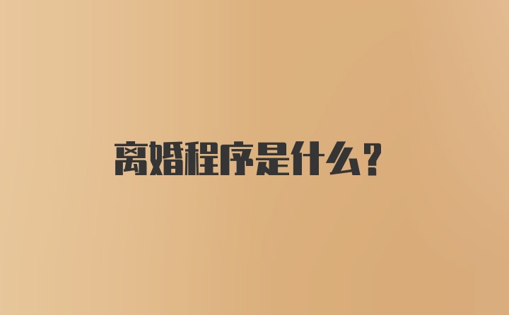 离婚程序是什么？