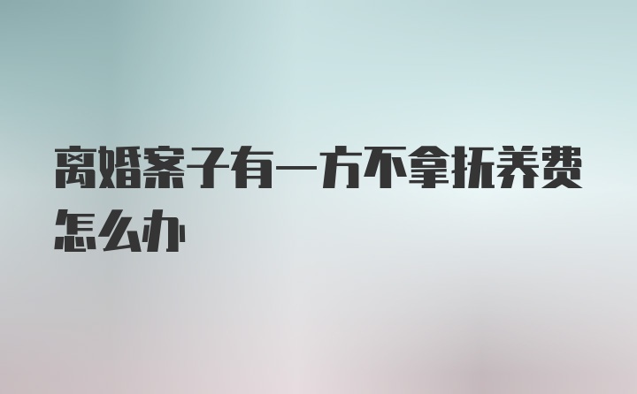 离婚案子有一方不拿抚养费怎么办