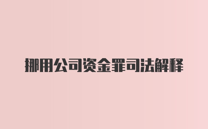 挪用公司资金罪司法解释