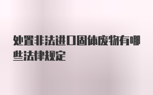 处置非法进口固体废物有哪些法律规定