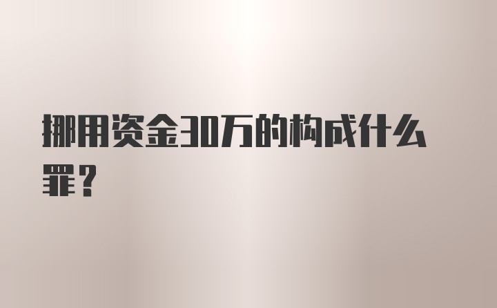 挪用资金30万的构成什么罪?