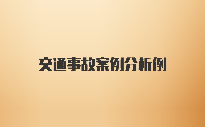 交通事故案例分析例