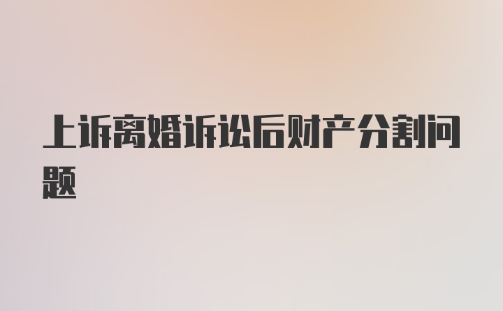 上诉离婚诉讼后财产分割问题