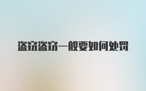 盗窃盗窃一般要如何处罚