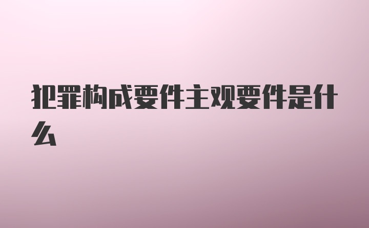 犯罪构成要件主观要件是什么