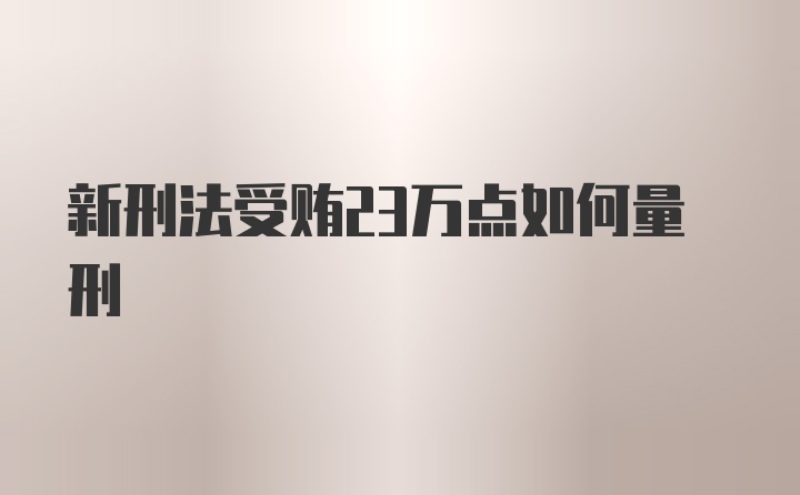 新刑法受贿23万点如何量刑