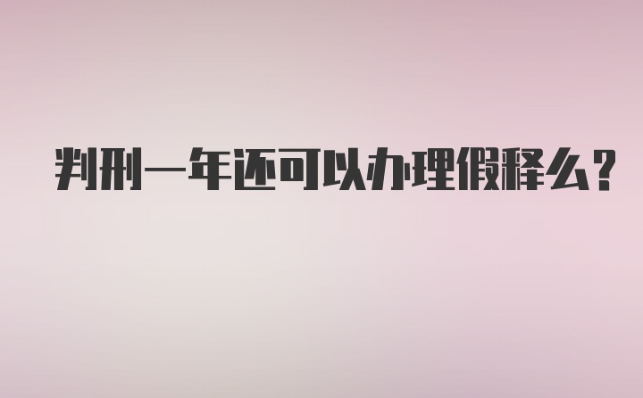 判刑一年还可以办理假释么？