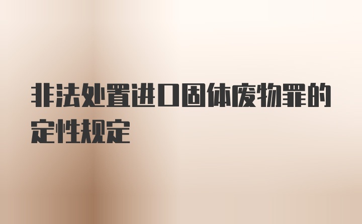 非法处置进口固体废物罪的定性规定