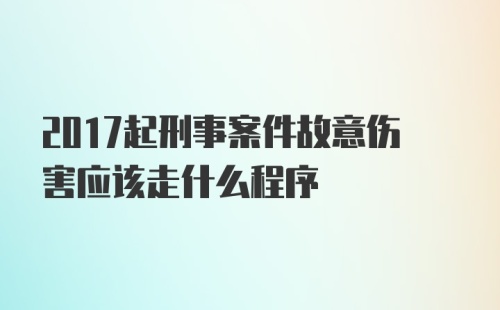 2017起刑事案件故意伤害应该走什么程序