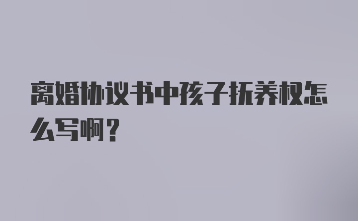 离婚协议书中孩子抚养权怎么写啊？