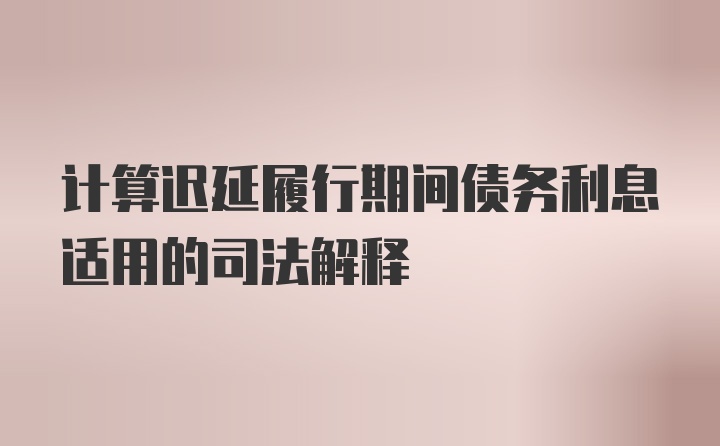 计算迟延履行期间债务利息适用的司法解释