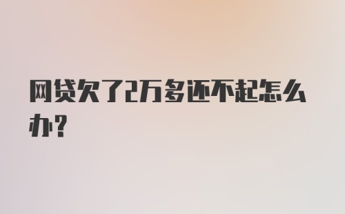 网贷欠了2万多还不起怎么办？