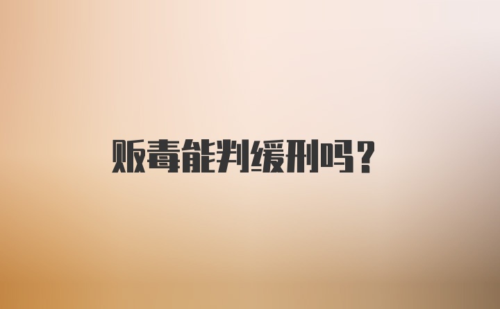 贩毒能判缓刑吗?