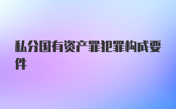 私分国有资产罪犯罪构成要件