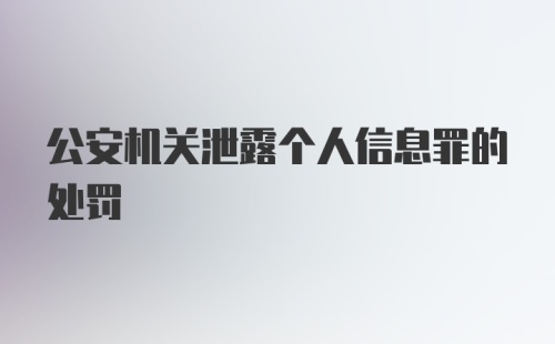 公安机关泄露个人信息罪的处罚