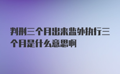 判刑三个月出来监外执行三个月是什么意思啊