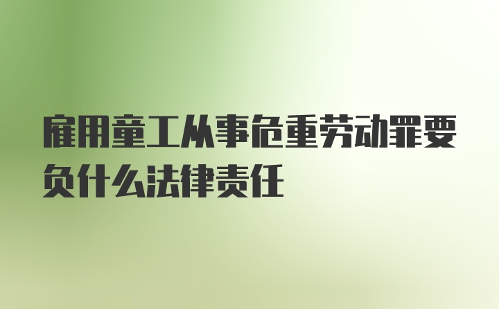 雇用童工从事危重劳动罪要负什么法律责任