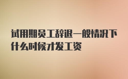 试用期员工辞退一般情况下什么时候才发工资