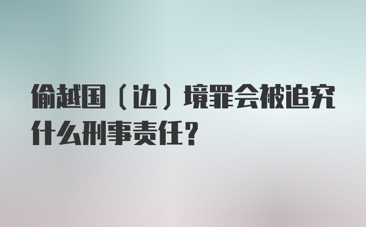 偷越国（边）境罪会被追究什么刑事责任？