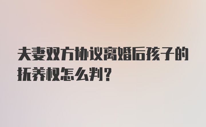 夫妻双方协议离婚后孩子的抚养权怎么判？