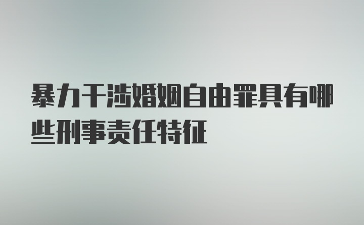 暴力干涉婚姻自由罪具有哪些刑事责任特征