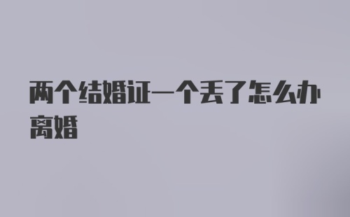 两个结婚证一个丢了怎么办离婚