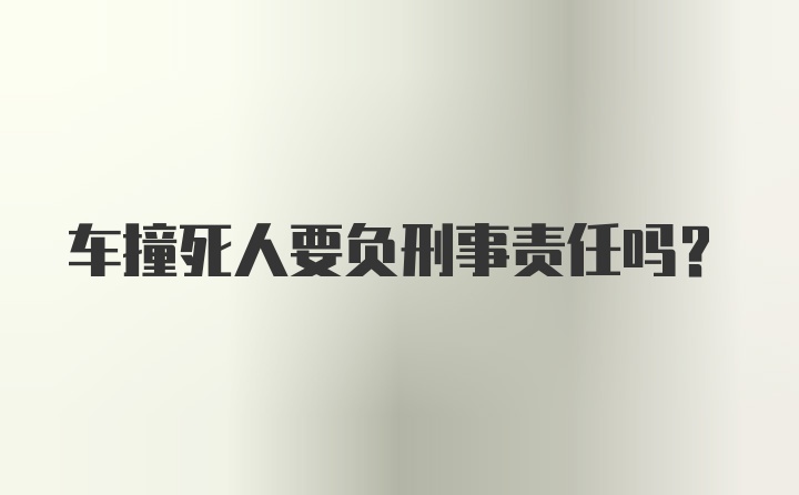 车撞死人要负刑事责任吗？